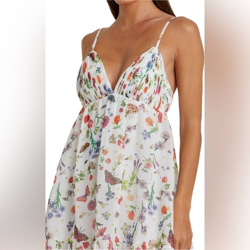 NWT Mac Duggal Butterfly Print Ruffle Hem Mini Dress Babydoll Size 4